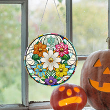 Load image into Gallery viewer, Suncatcher Double Sided Diamond Painting Hanging Sign (Colorful Flower)