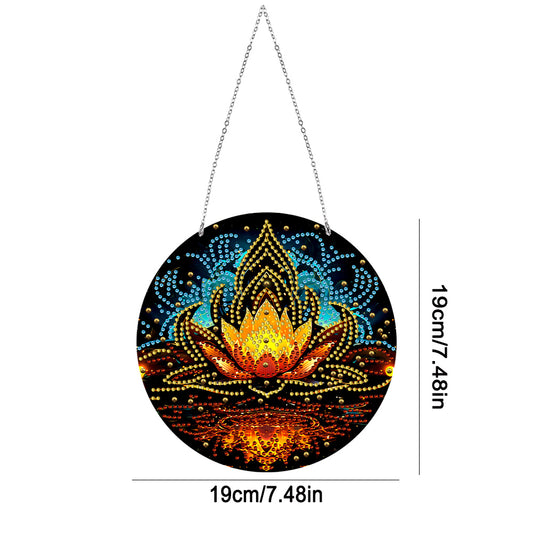 Suncatcher Double Sided Special Shape Crystal Painting Ornaments Lotus Power