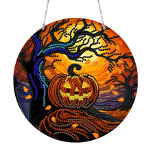 Load image into Gallery viewer, Suncatcher Double Sided Jack O Lantern Diamond Painting Hanging Decor with Chain
