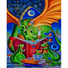 Load image into Gallery viewer, Diamond Painting - Full Round - Dinosaur reading a book (40*50CM)