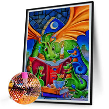 Load image into Gallery viewer, Diamond Painting - Full Round - Dinosaur reading a book (40*50CM)