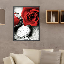 Load image into Gallery viewer, Diamond Painting - Full Round - rose clock (30*40CM)