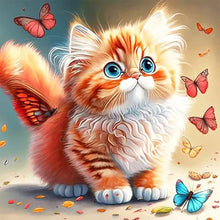 Load image into Gallery viewer, Diamond Painting - Full Round - butterfly and kitten (30*30CM)