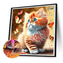 Load image into Gallery viewer, Diamond Painting - Full Round - butterfly and kitten (30*30CM)