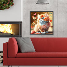 Load image into Gallery viewer, Diamond Painting - Full Round - butterfly and kitten (30*30CM)