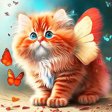 Load image into Gallery viewer, Diamond Painting - Full Round - butterfly and kitten (30*30CM)
