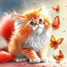 Load image into Gallery viewer, Diamond Painting - Full Round - butterfly and kitten (30*30CM)