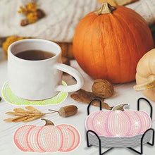 Load image into Gallery viewer, 8PCS Special Shape Diamond Painting DIY Coaster with Holder (Pumpkins)