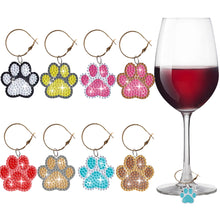 Load image into Gallery viewer, 8PCS Diamond Painting Hanging Decor Dog Paw Diamond Wine Glass Charms Expression