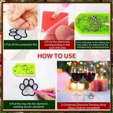 Load image into Gallery viewer, 8PCS Diamond Painting Hanging Decor Dog Paw Diamond Wine Glass Charms Expression