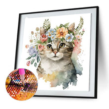 Load image into Gallery viewer, Diamond Painting - Full Round - kitten and flower (30*30CM)