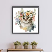 Load image into Gallery viewer, Diamond Painting - Full Round - kitten and flower (30*30CM)