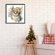 Load image into Gallery viewer, Diamond Painting - Full Round - kitten and flower (30*30CM)