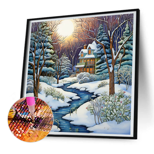 Diamond Painting - Full Round - winter snow house (30*30CM)