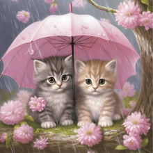 Load image into Gallery viewer, Diamond Painting - Full Round - Umbrella kitten (40*40CM)