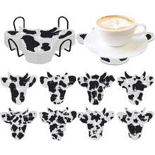 Load image into Gallery viewer, 8PCS Special Shape Diamond Painting Art Coaster Kit with Holder (Milk Cow)