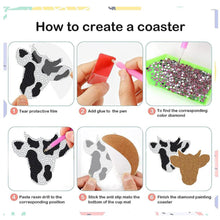 Load image into Gallery viewer, 8PCS Special Shape Diamond Painting Art Coaster Kit with Holder (Milk Cow)