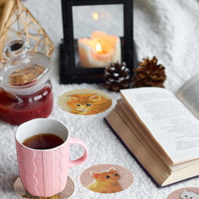 Load image into Gallery viewer, 8PCS Special Shape Diamond Painting Art Coaster Kit with Holder (Cute Kitten)