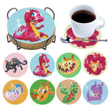 Load image into Gallery viewer, 8PCS Special Shape Diamond Painting Art Coaster Kit with Holder (Cartoon Animal)