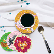 Load image into Gallery viewer, 8PCS Special Shape Diamond Painting Art Coaster Kit with Holder (Cartoon Animal)