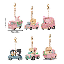 Load image into Gallery viewer, 6 PCS Double Sided Special Shape Rhinestone Painting Keychain Pendant Bear Puppy