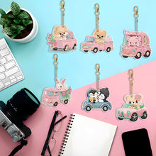 Load image into Gallery viewer, 6 PCS Double Sided Special Shape Rhinestone Painting Keychain Pendant Bear Puppy