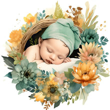 Load image into Gallery viewer, Diamond Painting - Full Round - baby in garland (30*30CM)