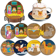 Load image into Gallery viewer, 6PCS Special Shape Diamond Painting Art Coaster Kit with Holder Birth of Jesus
