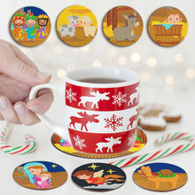 Load image into Gallery viewer, 6PCS Special Shape Diamond Painting Art Coaster Kit with Holder Birth of Jesus
