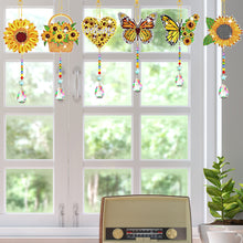 Load image into Gallery viewer, 6PCS Suncatcher Double Sided Diamond Painting Art Pendant (Butterfly Sunflower)