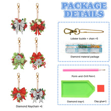 Load image into Gallery viewer, 6PCS Double Sided Special Shape Diamond Painting Keychain (Christmas Bow)