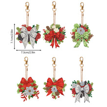 Load image into Gallery viewer, 6PCS Double Sided Special Shape Diamond Painting Keychain (Christmas Bow)