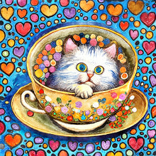 Load image into Gallery viewer, Diamond Painting - Full Round - cat in tea cup (30*30CM)