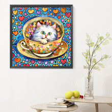 Load image into Gallery viewer, Diamond Painting - Full Round - cat in tea cup (30*30CM)