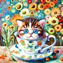 Load image into Gallery viewer, Diamond Painting - Full Round - cat in tea cup (30*30CM)