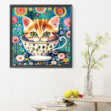 Load image into Gallery viewer, Diamond Painting - Full Round - cat in tea cup (30*30CM)