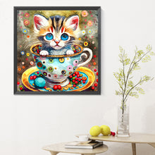 Load image into Gallery viewer, Diamond Painting - Full Round - cat in tea cup (30*30CM)