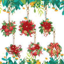 Load image into Gallery viewer, 6PCS Double Sided Diamond Art Keyring Christmas Wreath Diamond Painting Keychain