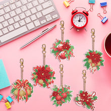 Load image into Gallery viewer, 6PCS Double Sided Diamond Art Keyring Christmas Wreath Diamond Painting Keychain