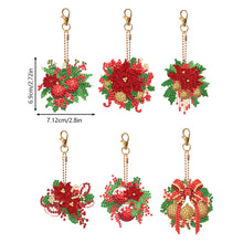 Load image into Gallery viewer, 6PCS Double Sided Diamond Art Keyring Christmas Wreath Diamond Painting Keychain