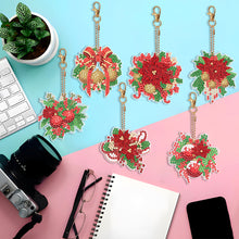 Load image into Gallery viewer, 6PCS Double Sided Diamond Art Keyring Christmas Wreath Diamond Painting Keychain