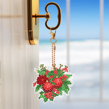 Load image into Gallery viewer, 6PCS Double Sided Diamond Art Keyring Christmas Wreath Diamond Painting Keychain