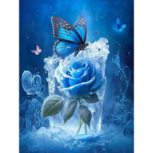 Load image into Gallery viewer, Diamond Painting - Full Round - Butterfly and blue rose (30*40CM)