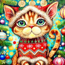 Load image into Gallery viewer, Diamond Painting - Full Round - Christmas kitten (30*30CM)