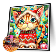 Load image into Gallery viewer, Diamond Painting - Full Round - Christmas kitten (30*30CM)