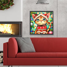 Load image into Gallery viewer, Diamond Painting - Full Round - Christmas kitten (30*30CM)