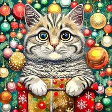 Load image into Gallery viewer, Diamond Painting - Full Round - Christmas kitten (30*30CM)