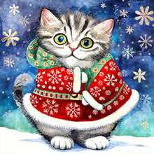 Load image into Gallery viewer, Diamond Painting - Full Round - Christmas kitten (30*30CM)
