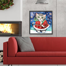 Load image into Gallery viewer, Diamond Painting - Full Round - Christmas kitten (30*30CM)