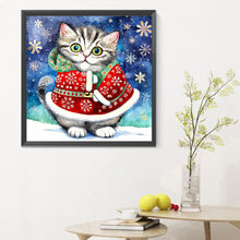 Load image into Gallery viewer, Diamond Painting - Full Round - Christmas kitten (30*30CM)